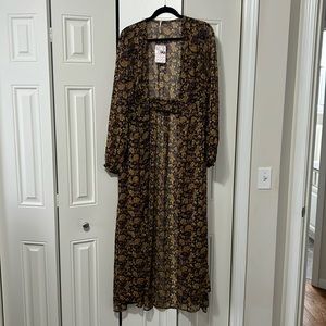 Free People floral, button up, long over-dress